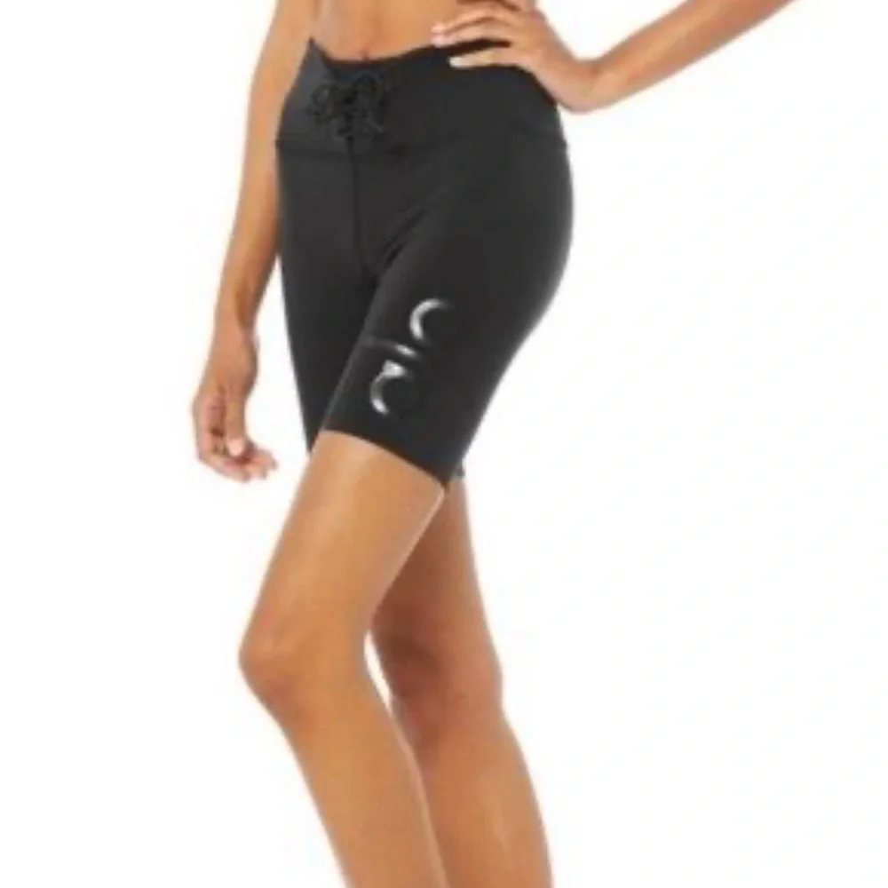 ALO Yoga Lace Up High Rise Biker Shorts